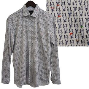 Maceoo Paris Fibonacci Dog Blue Button Down Shirt - Size 4 (L)